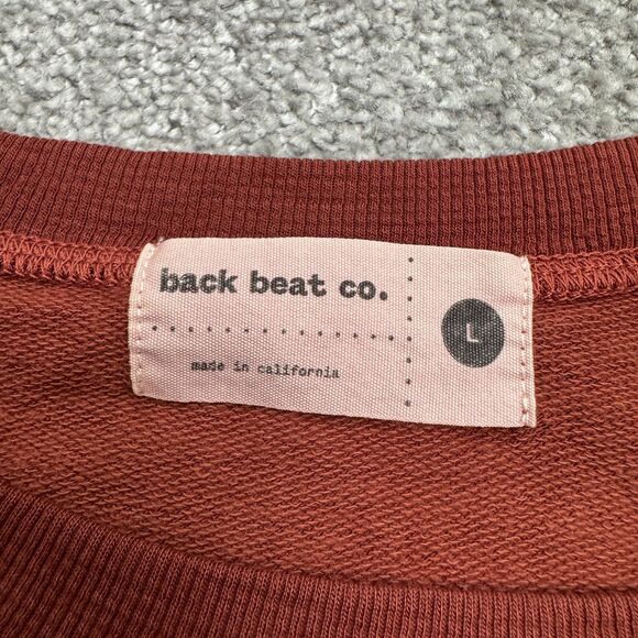 Back Beat Rags Pullover Sweatshirt Womens Large Rust Brown Crew Raglan Casual - Picture 7 of 13